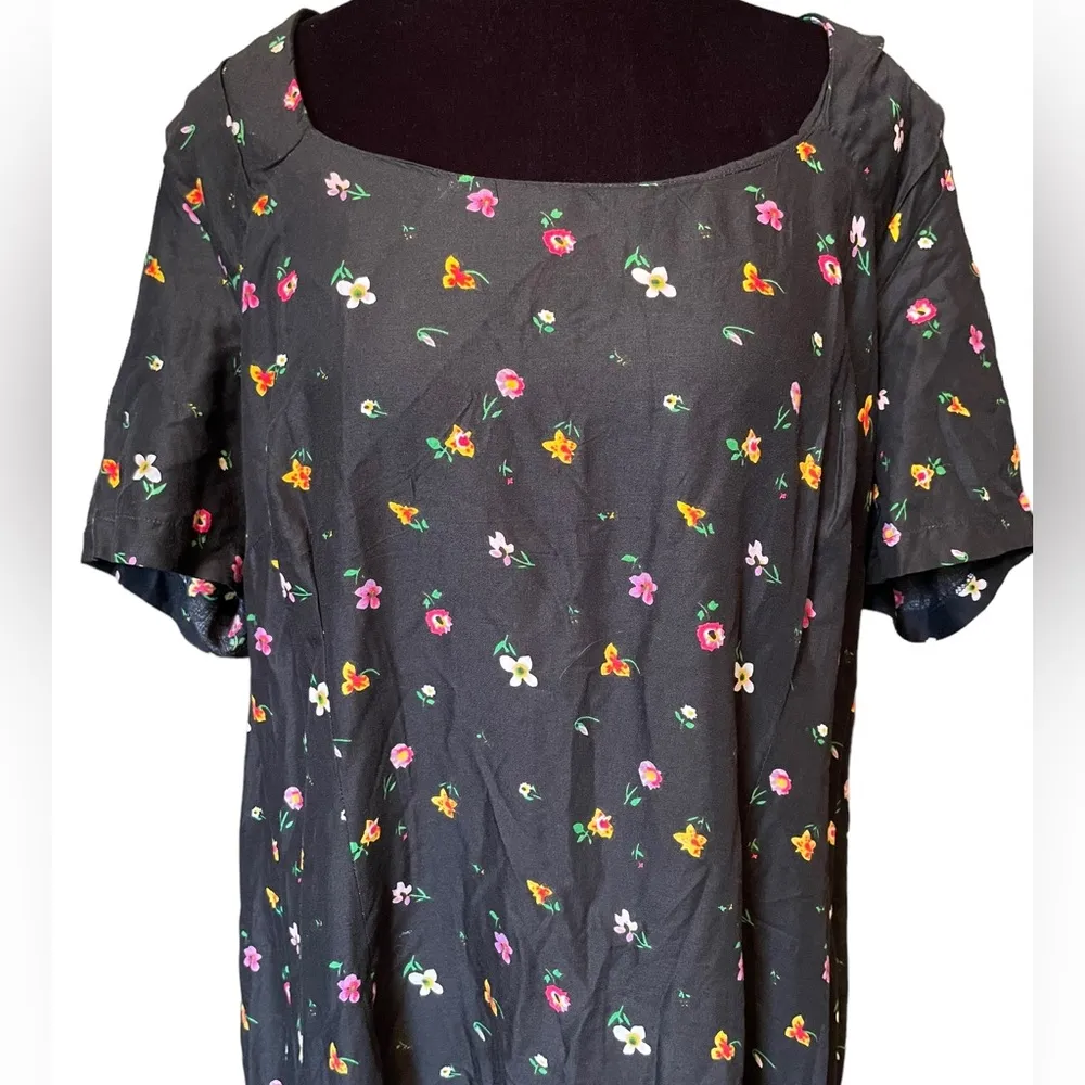 Spago Vintage 90s Boho Hippie Whimsygoth Woodland Floral Short Sleeve Maxi Dress Size 14 - Image 4