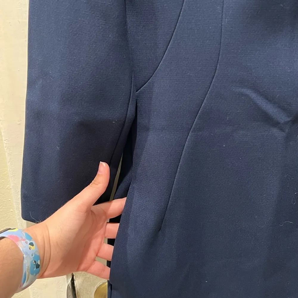 Italian Space Style Concept Structured Navy Blue Cocktail Dress Size 40 Italian - Image 6