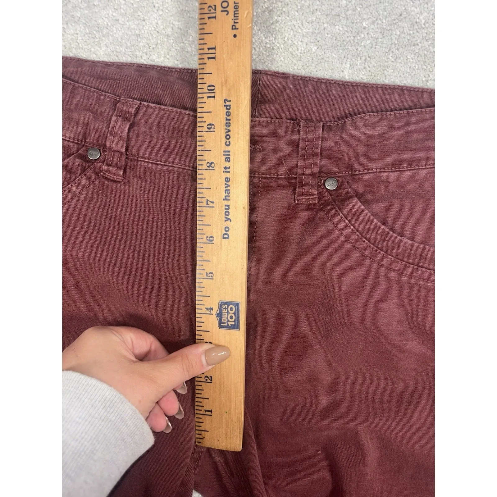 KUHL Legendary Pants Womens Sz 8 Maroon Red Slim Stretch Cotton * - Image 10
