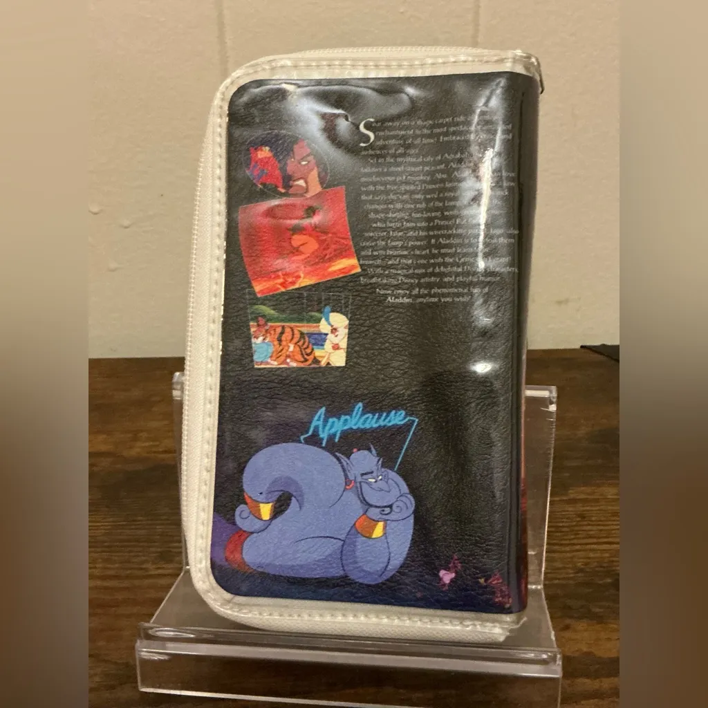 Rare Vintage Disney Aladdin VHS case clutch purse Zip Around Wallet Handbag Bag - Image 2