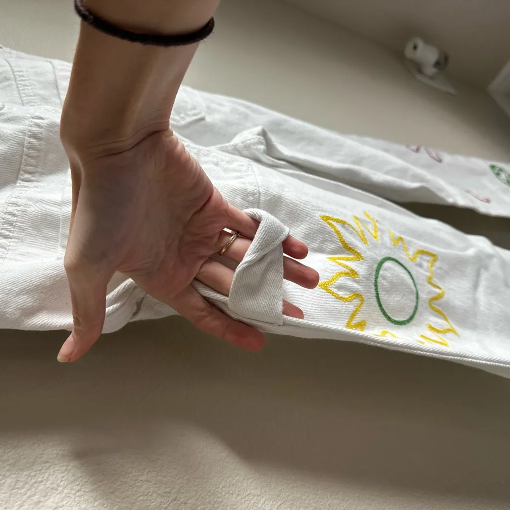 PacSun White Embroidered Carpenter Denim Pants - Image 6