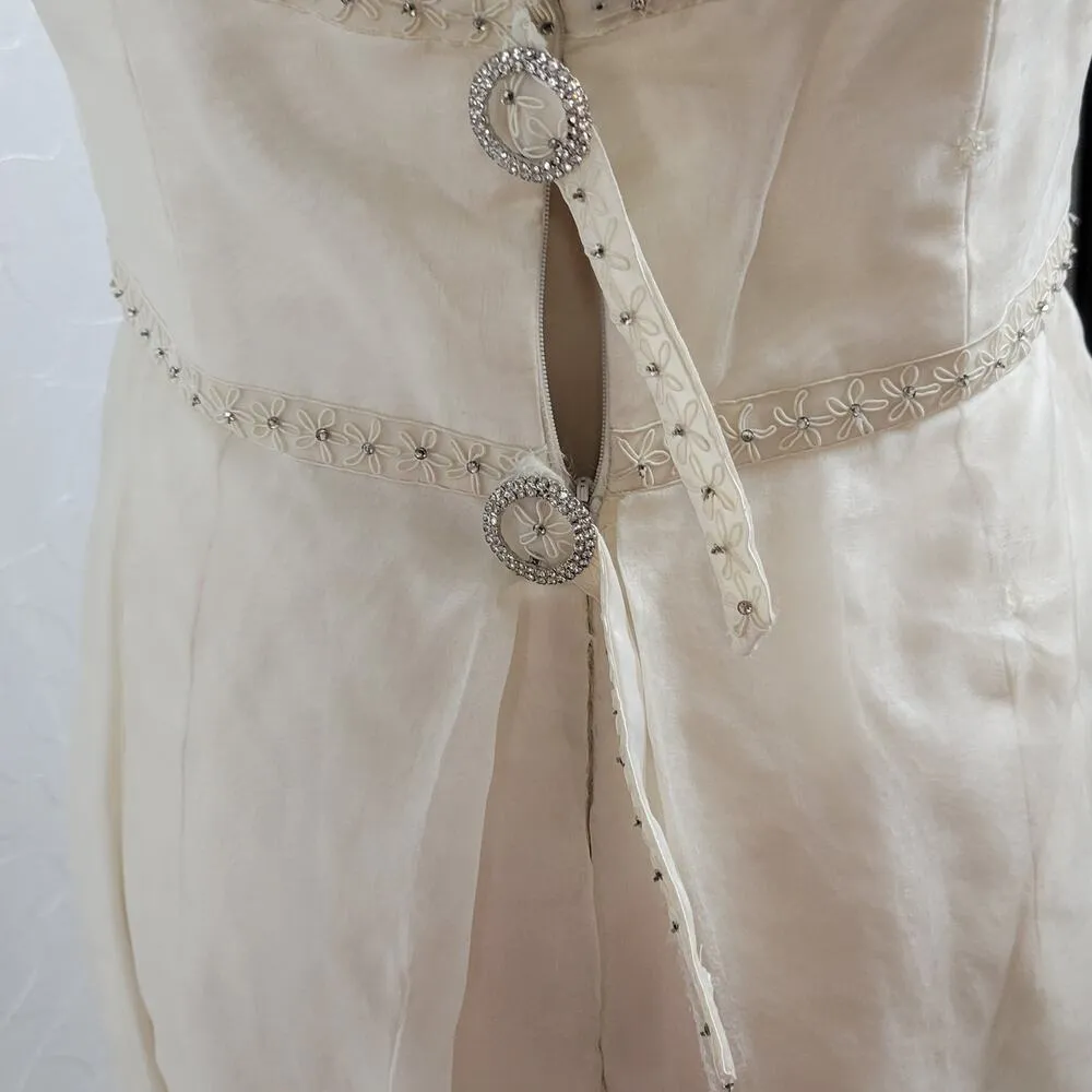 Birnbaum & Bullock Womens Bridal Gown Size 10 Ivory Silk Strapless Rhinestones - Image 9