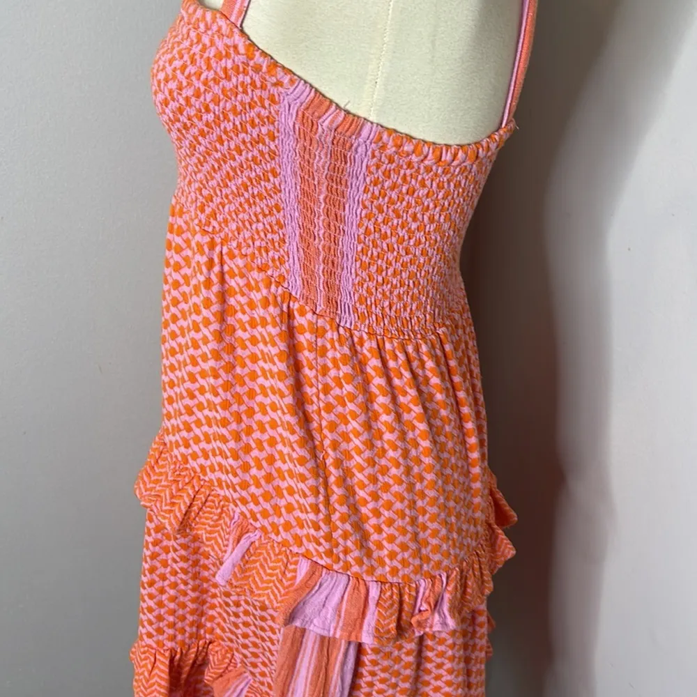 Cecilie Copenhagen Minami‎ Orange Pink Tiered Ruffle Mini Dress Size M - Image 10