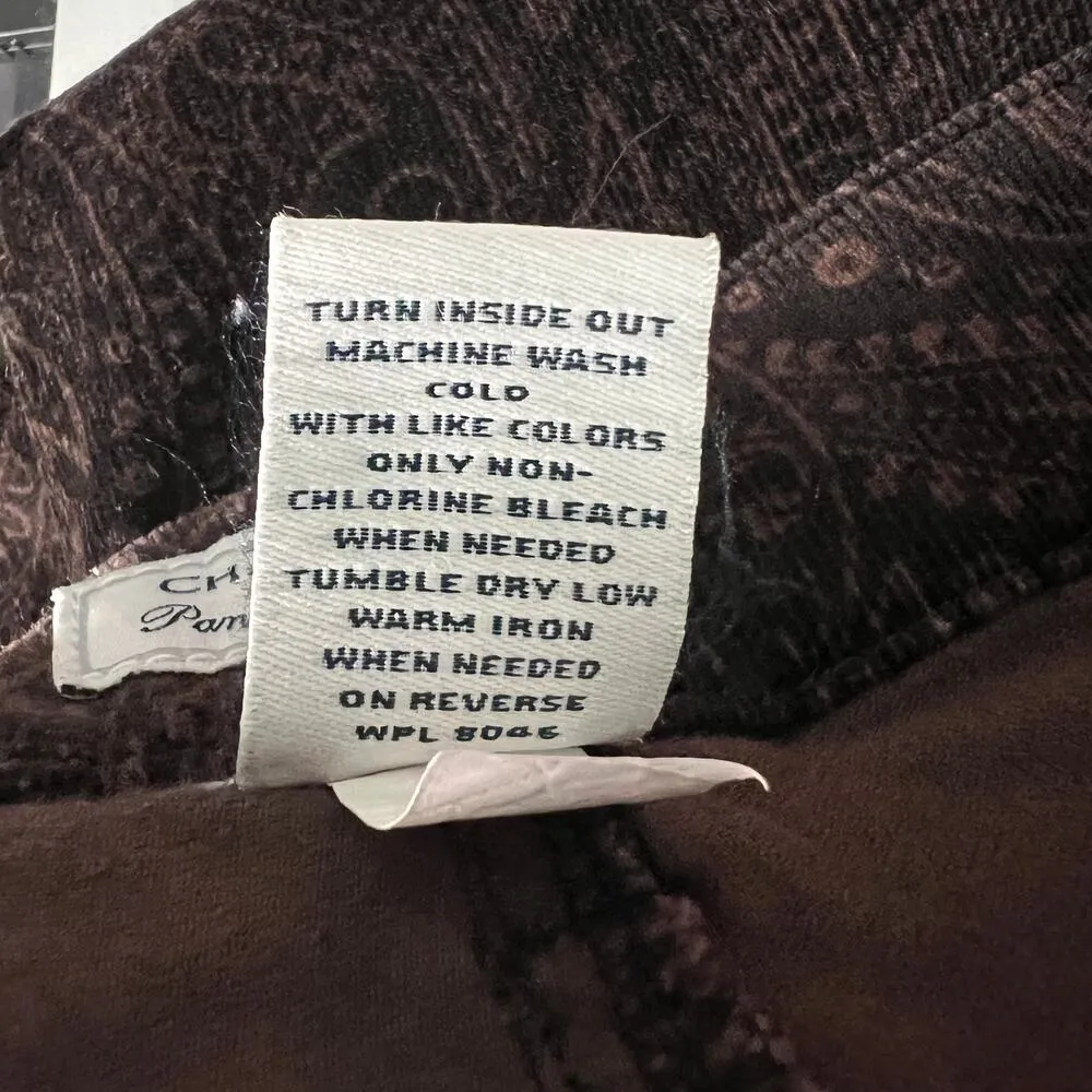 Charter Club Pants Womens 8P Velour Paisley High Rise Boho Dark Fairy Cottage - Image 8