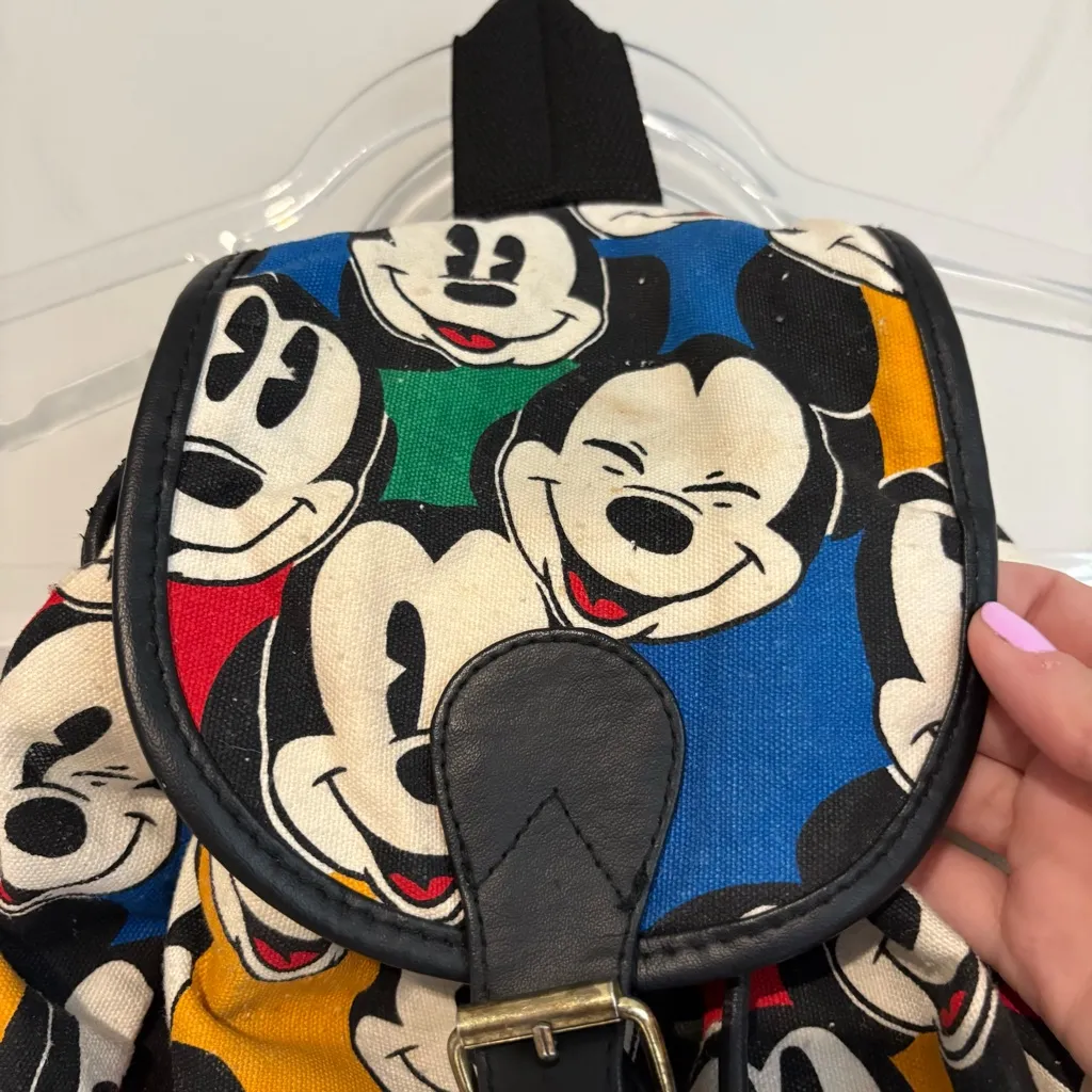 VINTAGE DISNEY MICKEY‎ MOUSE BACKPACK PURSE DRAWSTRING DUFFLE HONEY FASHIONS - Image 2