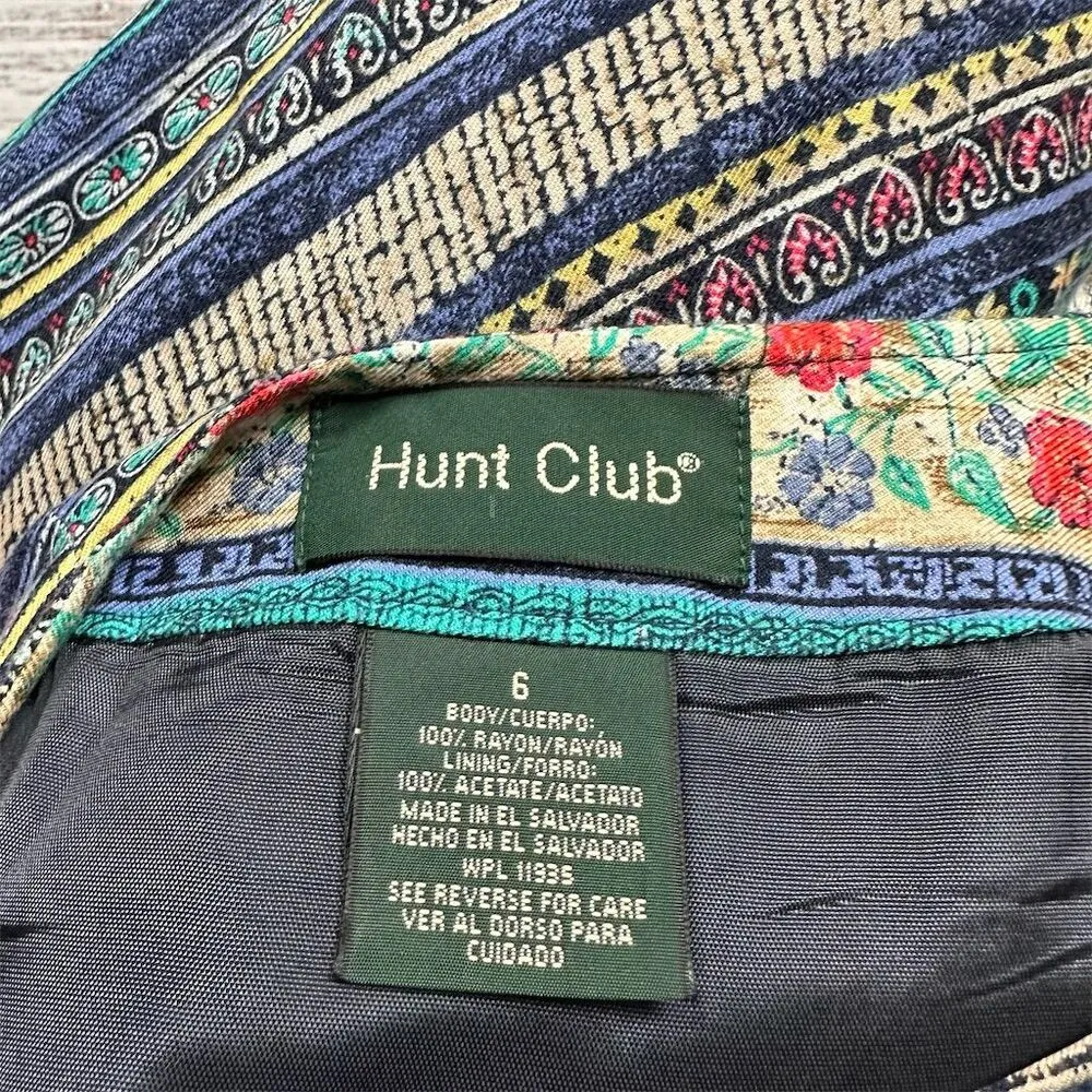VTG Hunt Club Aztec Tribal Print A-Line Wrap Skirt Sz 6 Knee Length Multicolor - Image 7