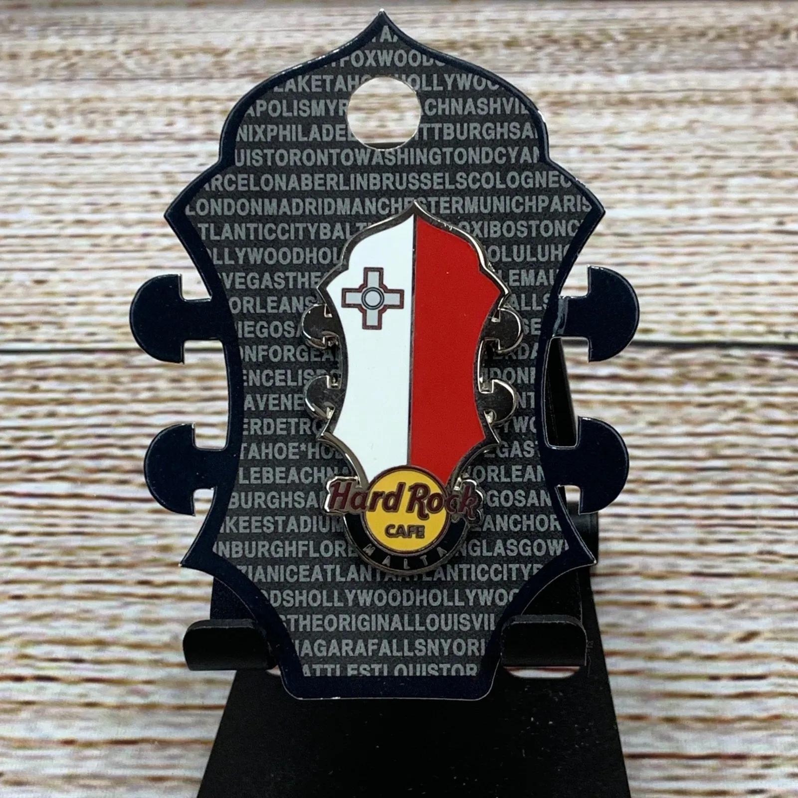 Hard Rock Cafe‎ MALTA Headstock Guitar Flag Pin Collectible On Card - Image 2