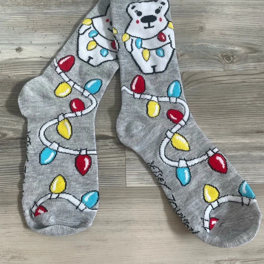 Betsey Johnson Christmas Socks, NWOT, bear and Christmas lights - Image 3