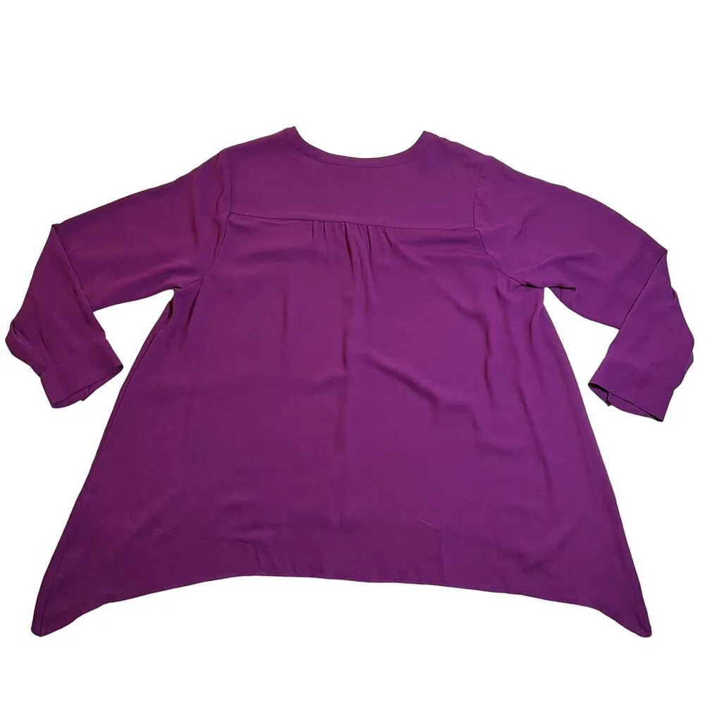 APT 9 V-Neck Button Down Blouse Shark Bite Hem Size 2x Career Professional - Image 2