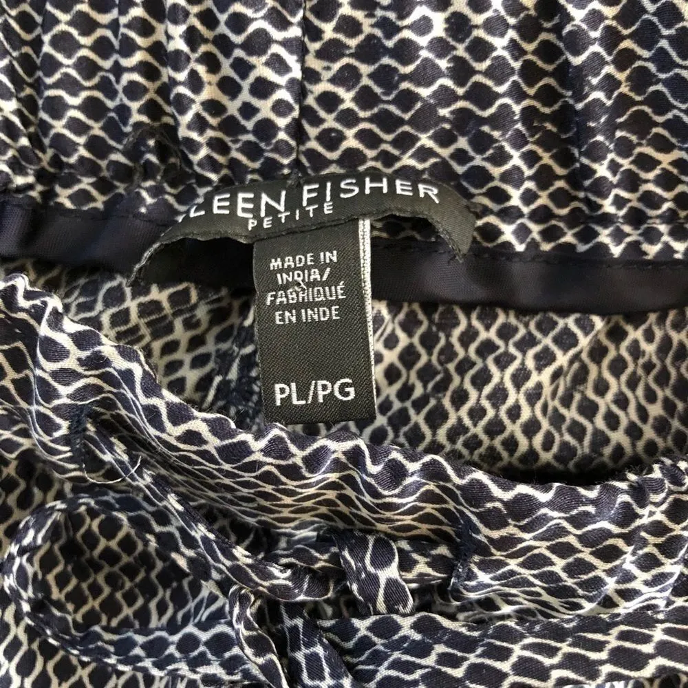 Eileen Fisher Pull On Silk Blend Pants Navy PL - Image 4