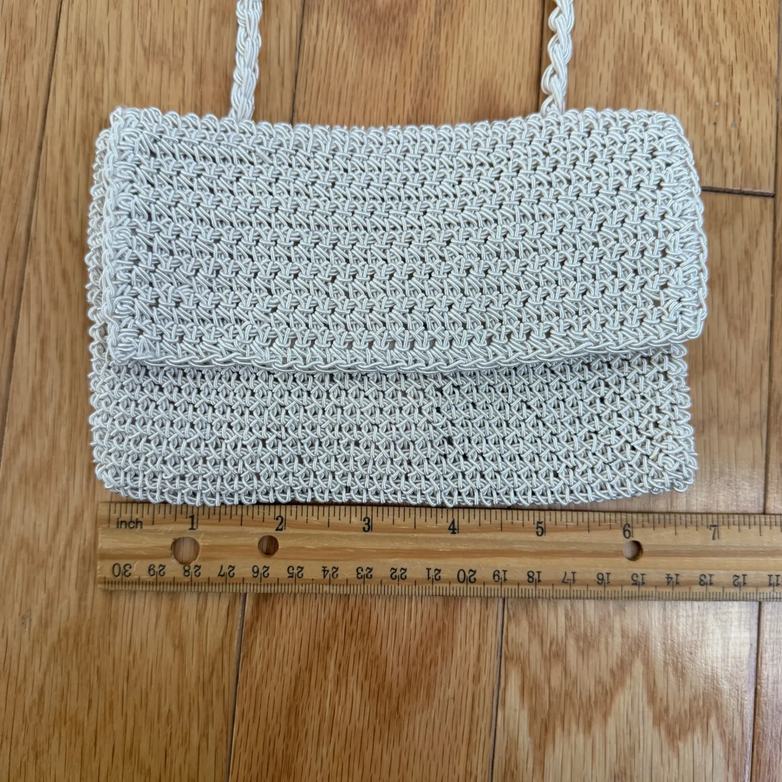 Paloma Wool Woven Baguette Purse Beige Cotton Viscose Clutch Shoulder Bag Tan - Image 10