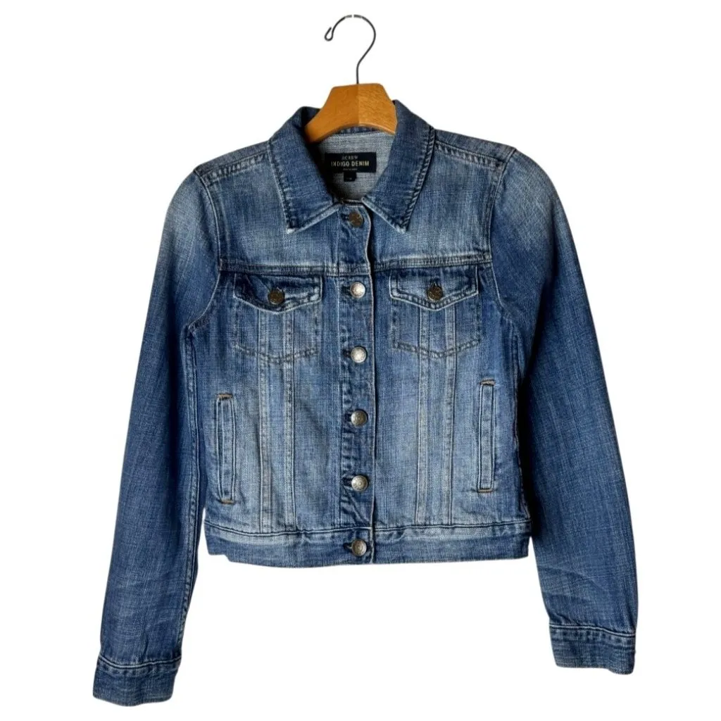 J Crew Jacket Women XXS Blue‎ Indigo Classic Denim Button Front Jean Outdoor - Image 2