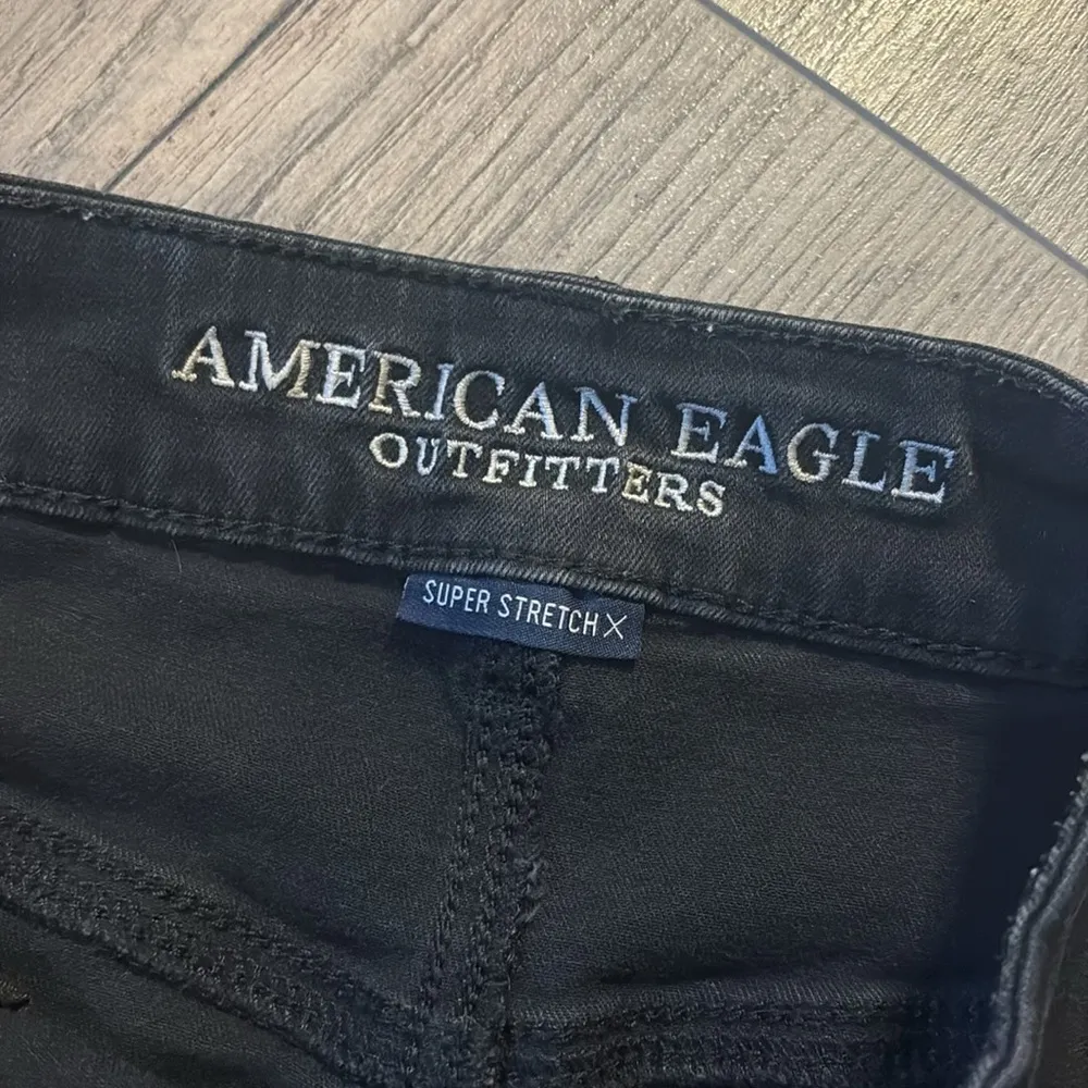 AE Button Up Super Stretch Black Mini Skirt Size 6 - Image 3