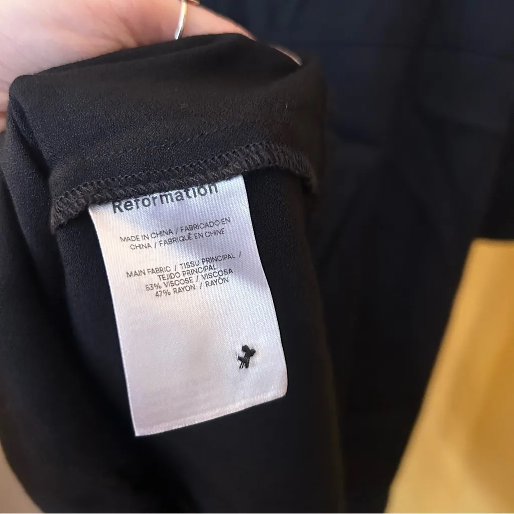 Reformation Rocco Mini Dress Bow Peter Pan Collar Long Sleeve Black $248 Size 10 - Image 8