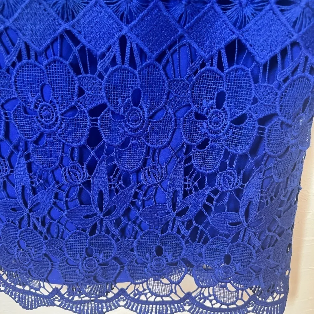 Adrianna Papell blue lace dress size 4 - Image 5