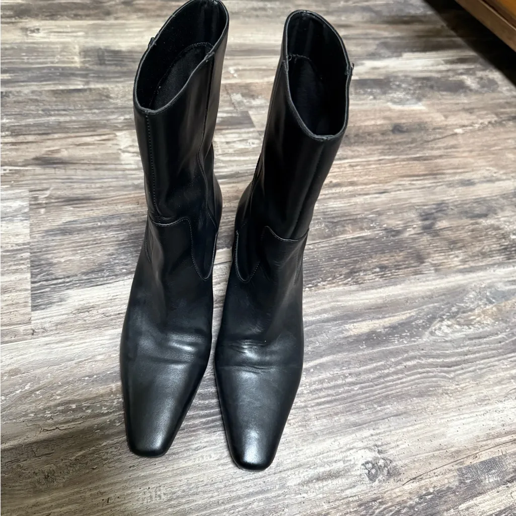 Mango Black Heeled Leather Boots - Image 6
