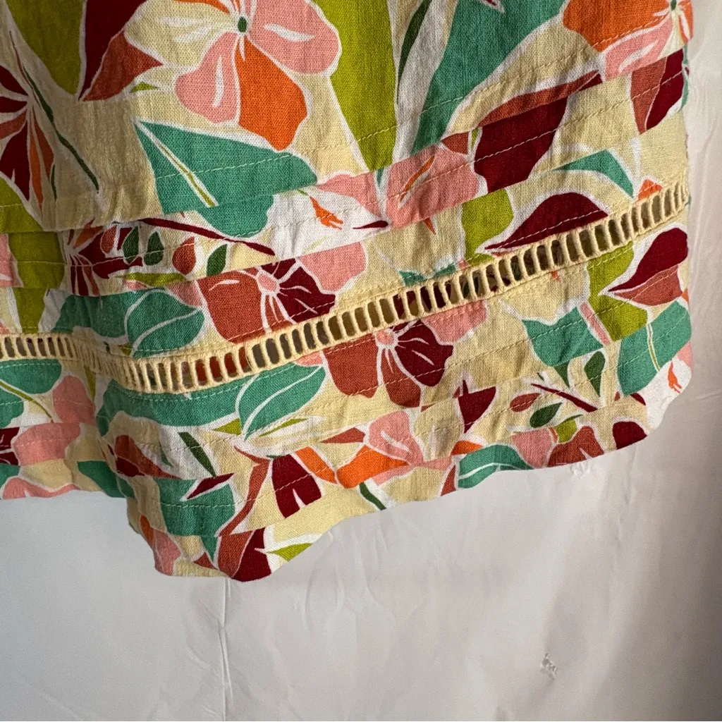 C & C California Womens Medium Linen‎ Floral Dress Sleeveless Resort Vacation - Image 4