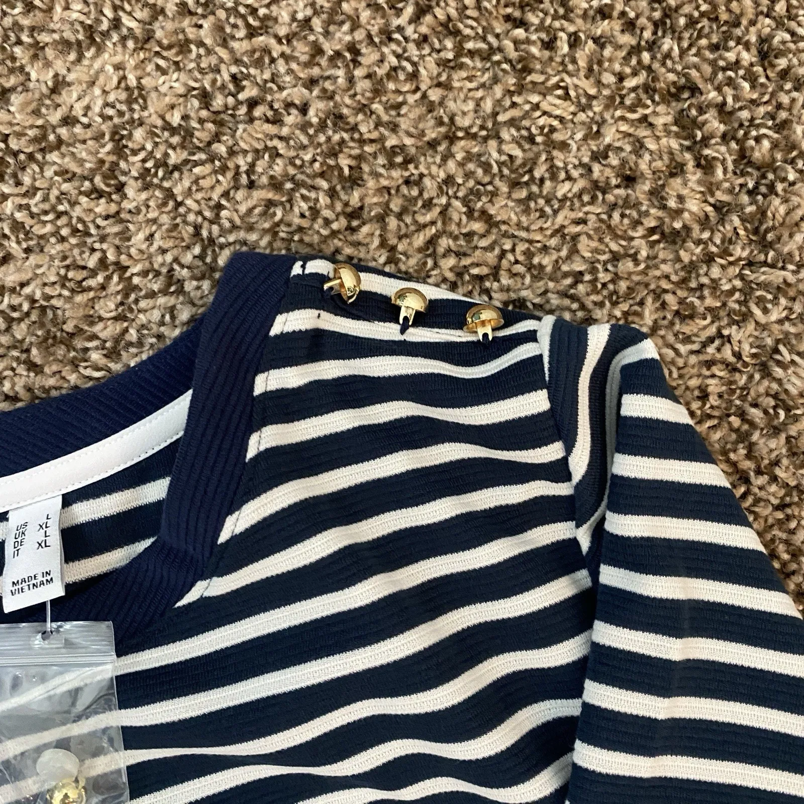 Isaac Mizrahi‎ Live! Textured Ottoman Stripe Layered Pullover Navy - Image 3