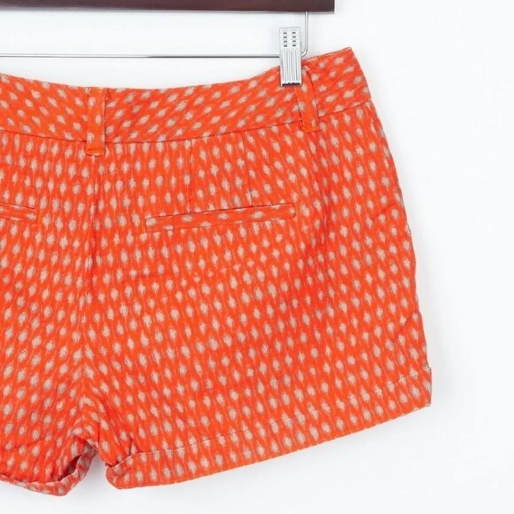 Ann Taylor Loft Womens Tribal Print Linen Shorts Size 4 Orange Boho Southwestern - Image 5