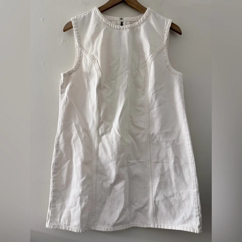 Abercrombie & fitch white Denim Shift Mini Dress new L PETITE NEW - Image 3
