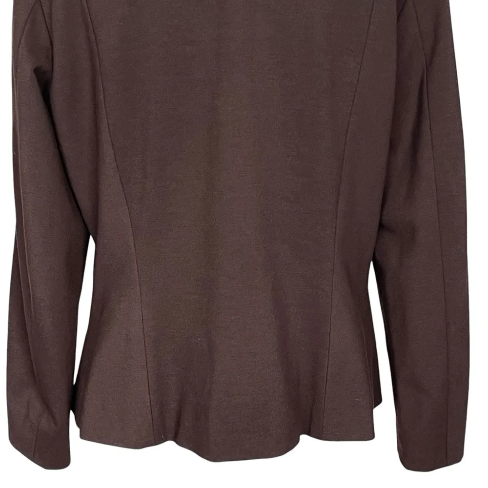 Etcetera Double Breasted Brown Blazer Jacket Women’s Size 16 Bow Tie Collarless - Image 7