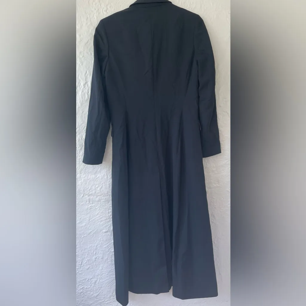 The J. Peterman Company black wool trench coat with gold accent buttons; size 6 - Image 6