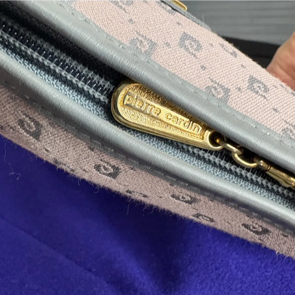 Pierre Cardin Gray Monogram Crossbody Bag Mini Shoulder Purse Vintage Mini Bag - Image 5