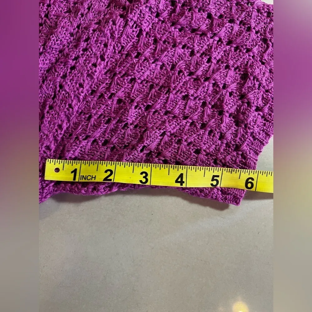 Catherines womens  crochet open cardigan sweater orchid pink elbow sleeve 3X - Image 9