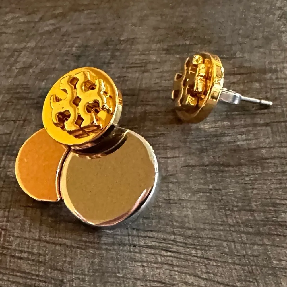 Tory Burch New Auth NEW  Gold Stud Circle Cluster Ear Jackets 16k Earrings - Image 11