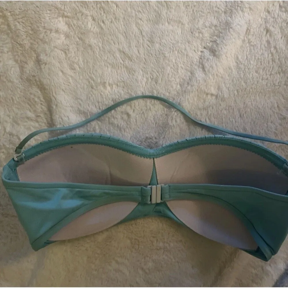 Seafolly Swimwear Seaform Green Soft Molded Cup Halter Bikini Top US Size 10 - Image 2