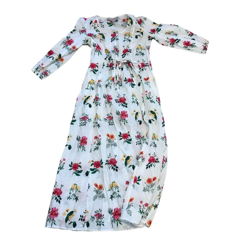 Gal Meets Glam Tabitha V-neck Long-sleeve White Floral Maxi Dress-size 8 - Image 2