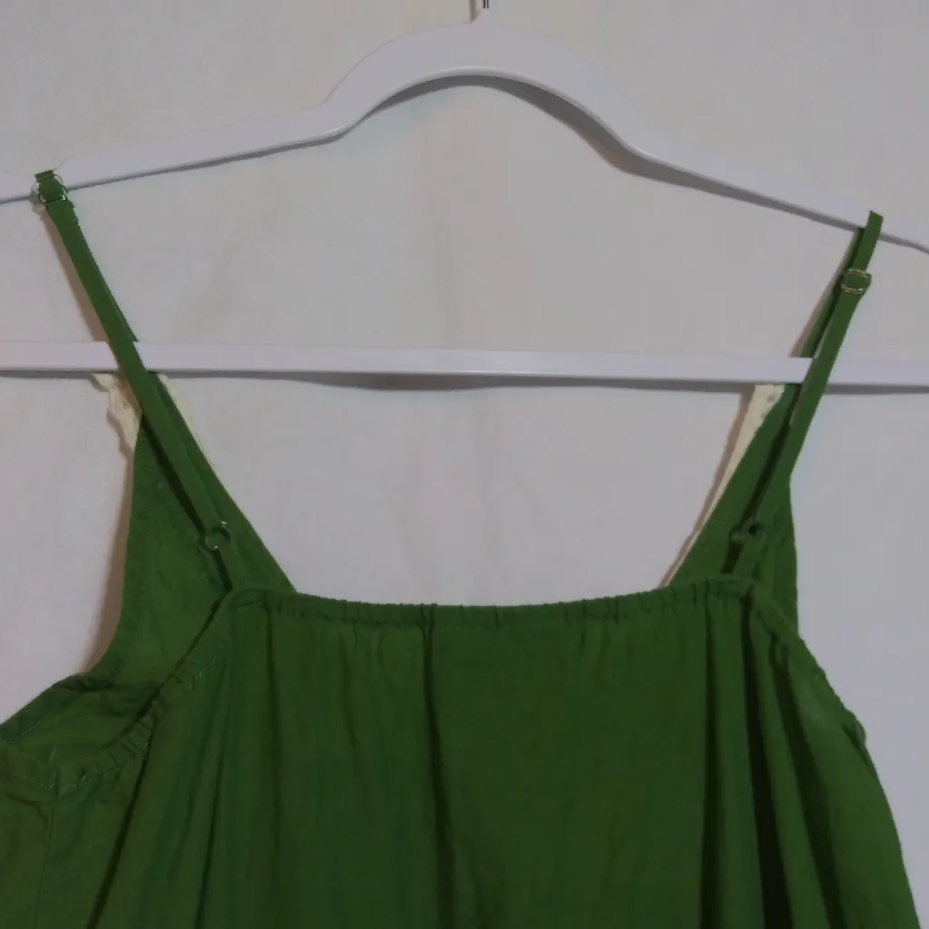 Angie Green Floral Embroidered Babydoll Tank Top Natural Size Small - Image 7