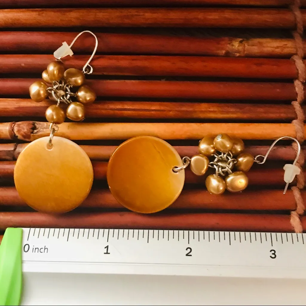 Chico’s Earrings French Wire Drop Gold Disc - Image 4