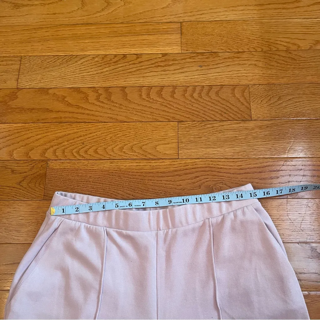 Zara Jersey wide leg pants and zip up jacket set cotton blend light pink Sz L - Image 6