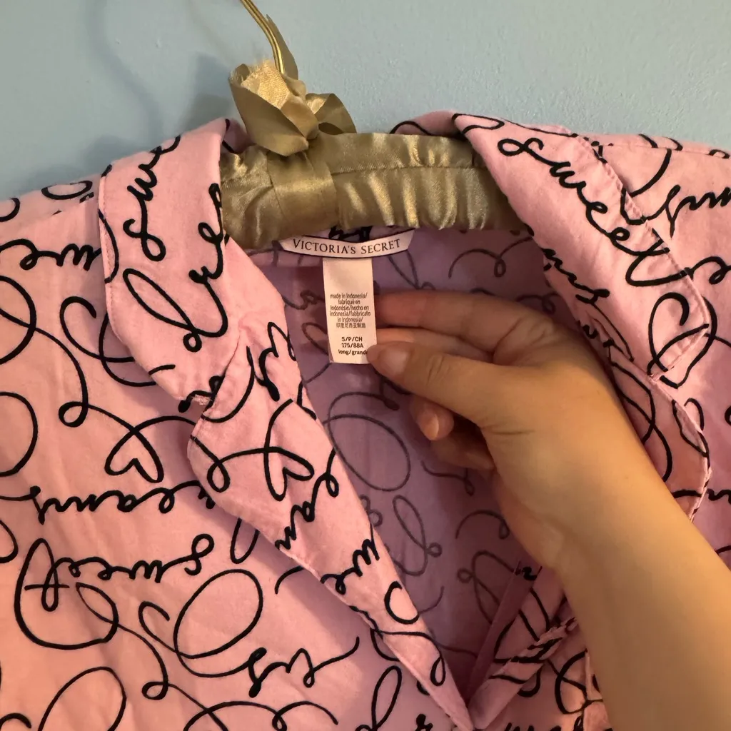 2 piece Victoria’s Secret “sweet dreams” pink and black pajama set size S - Image 8