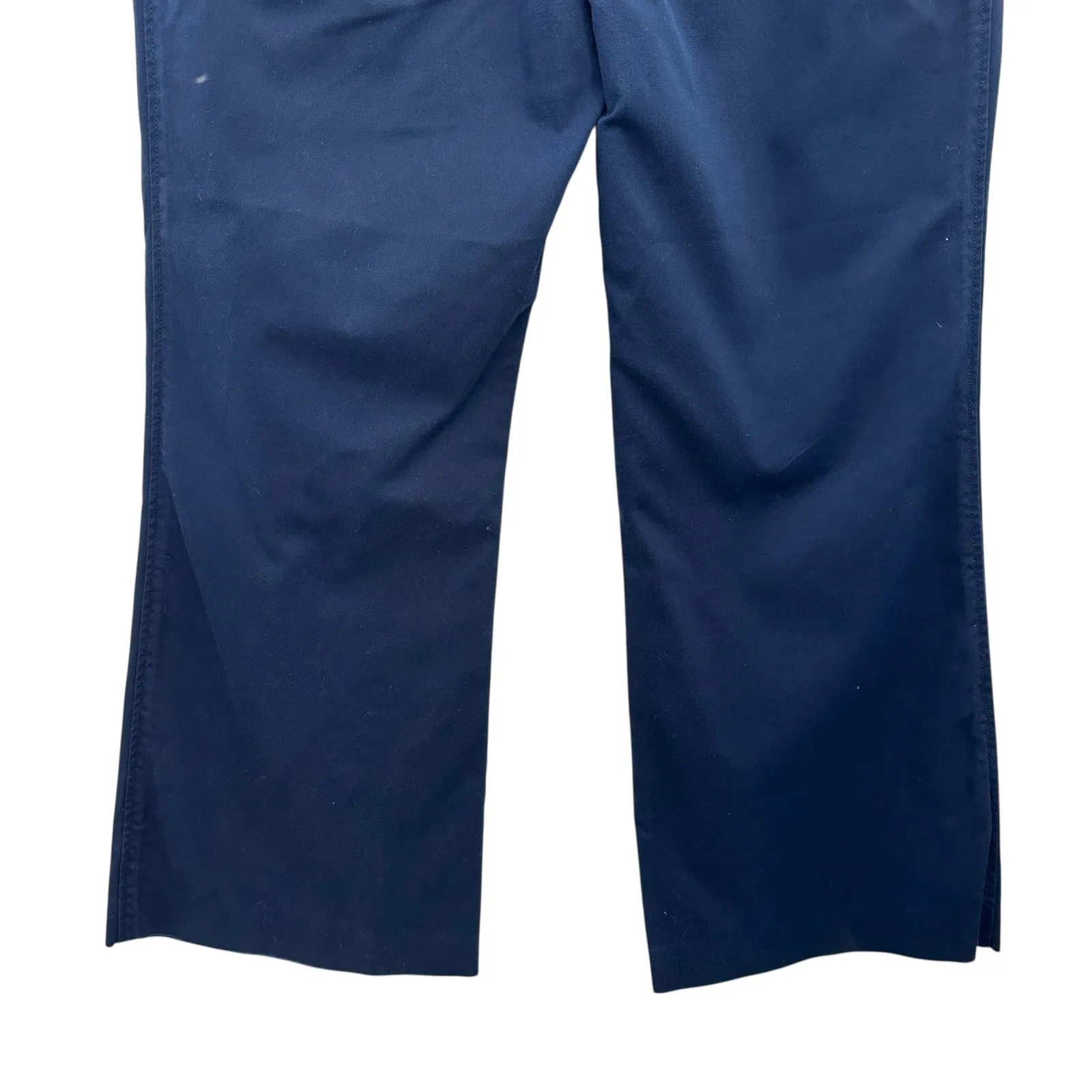 Tory Burch Maddie Cropped Flare Trouser Pants Gold Button Navy Blue Size US 12 - Image 7