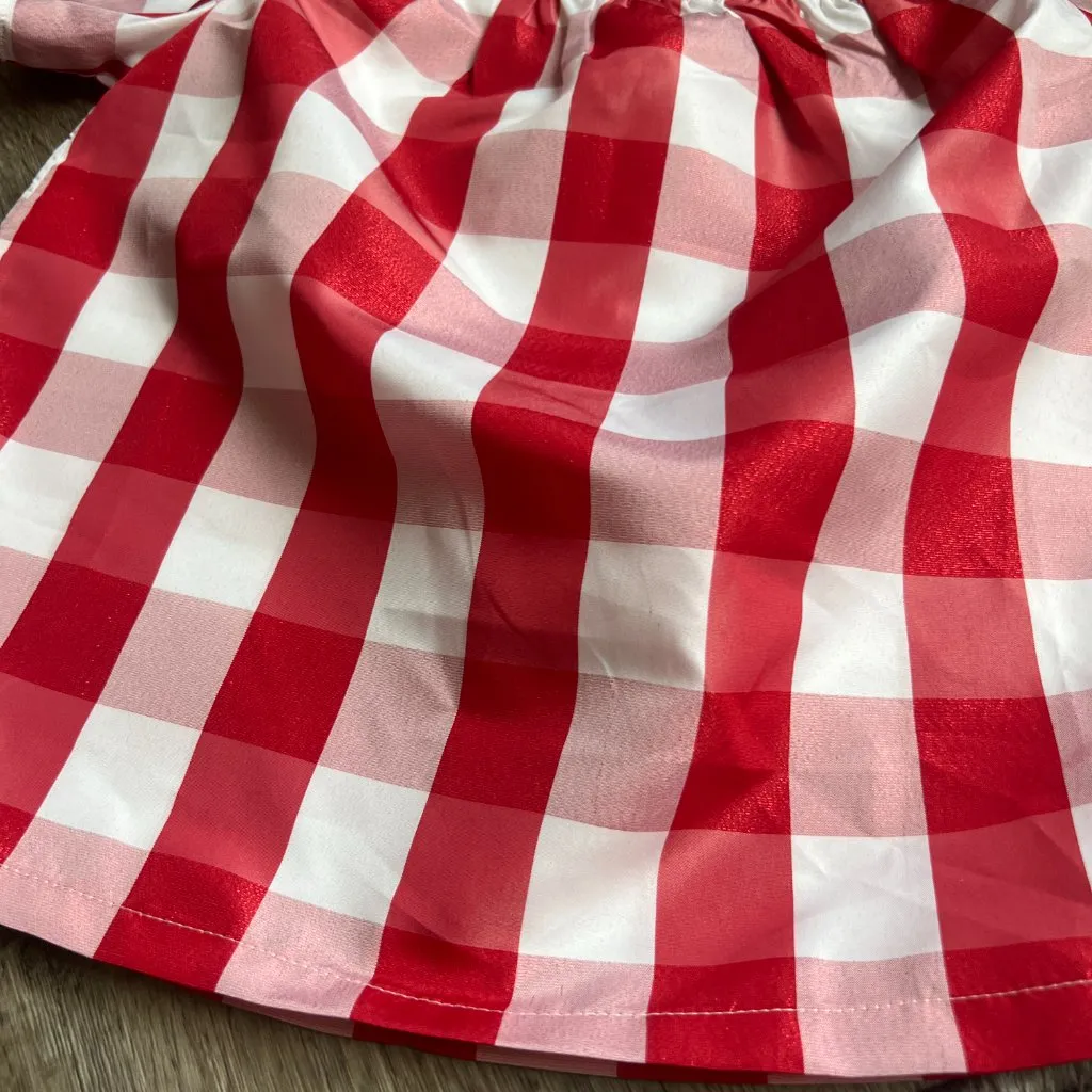 Tiff + Jen red and white checkered off the shoulder blouse size M Size M - Image 5
