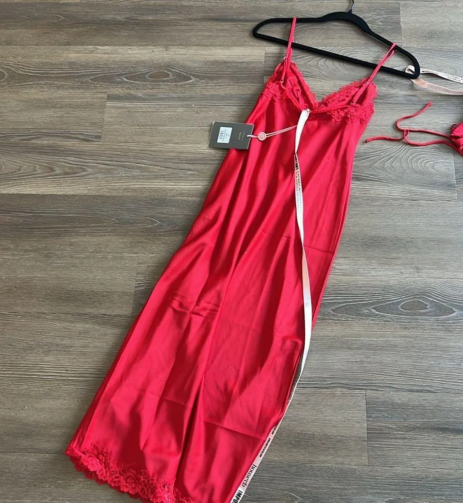 NWT House of CB SALMA RED ROSE SATIN SLIP DRESS - Image 11