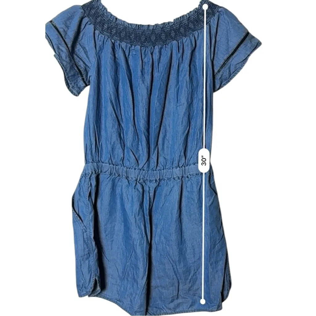 Love Tree Short Sleeve Elastic Waist Shorts Style Denim Romper Sz L New With Tag - Image 7