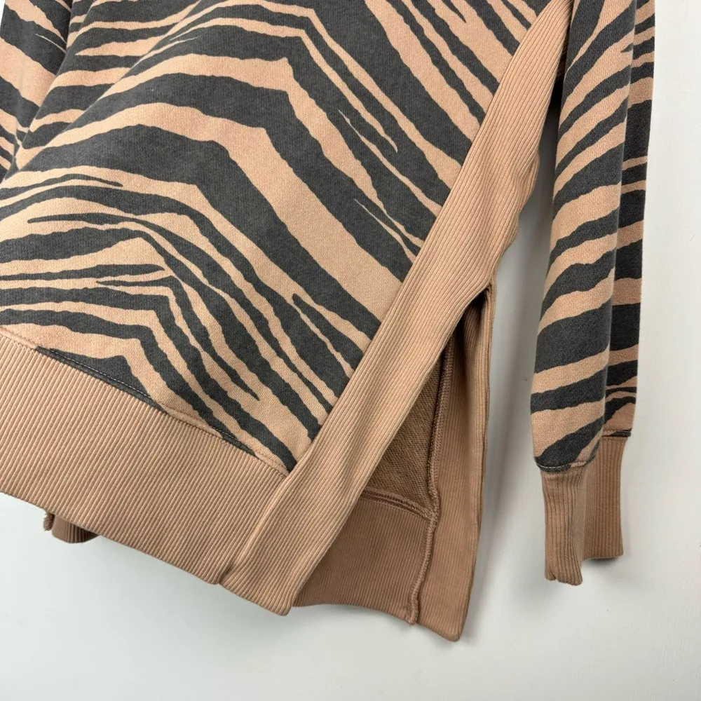 Aerie Good Vibes Oversized Sweatshirt Sz Small Side Slits Animal Tiger Print - Image 8