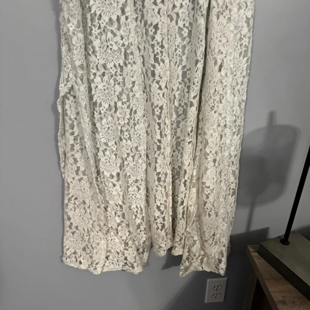 Lularoe White Lace Joy Open Front Duster Length Vest Women's Size Large / 14 -16 - Image 2
