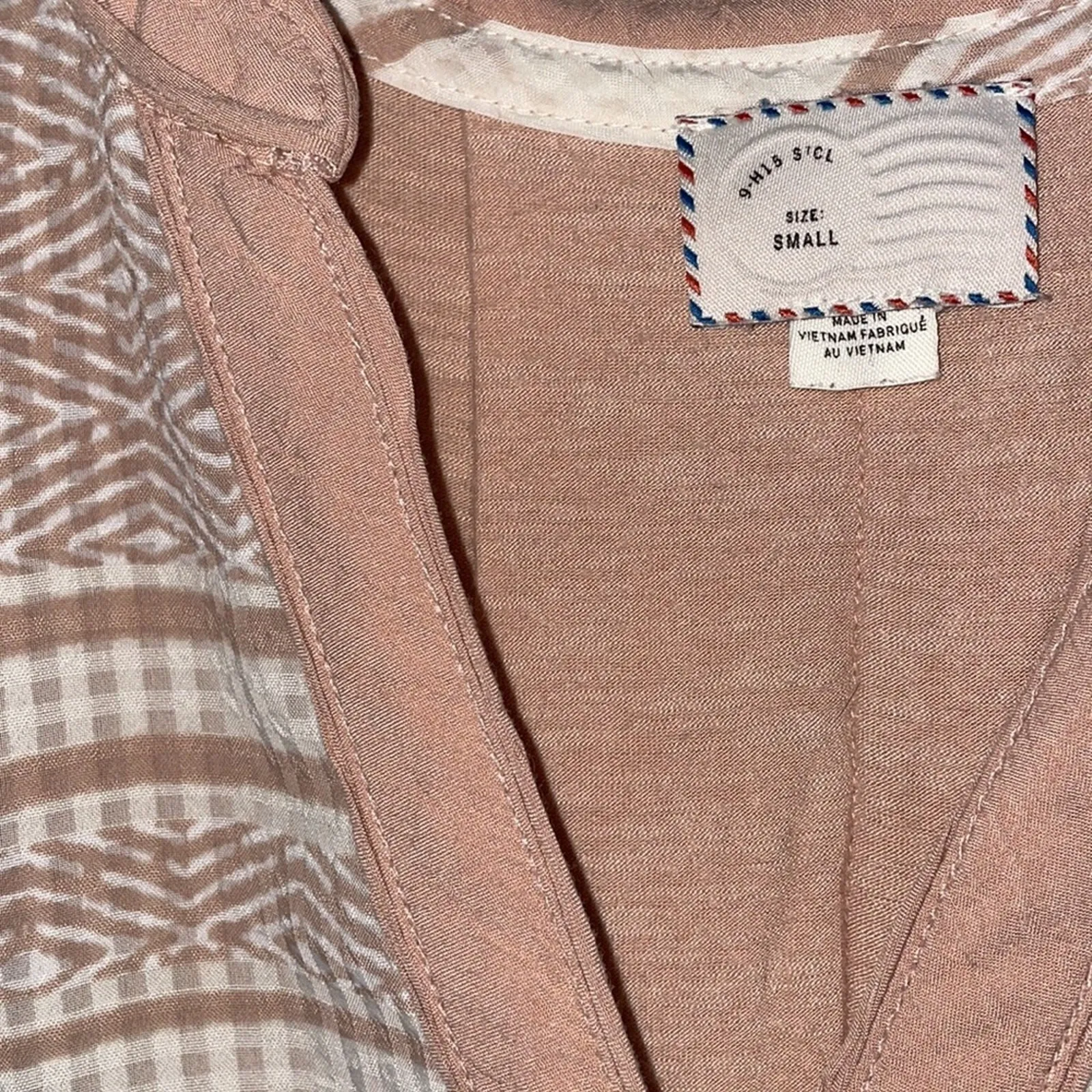 Anthropologie Postage Stamp Blush Pink Top Gauzy Casual Sheer Y2K - Image 2