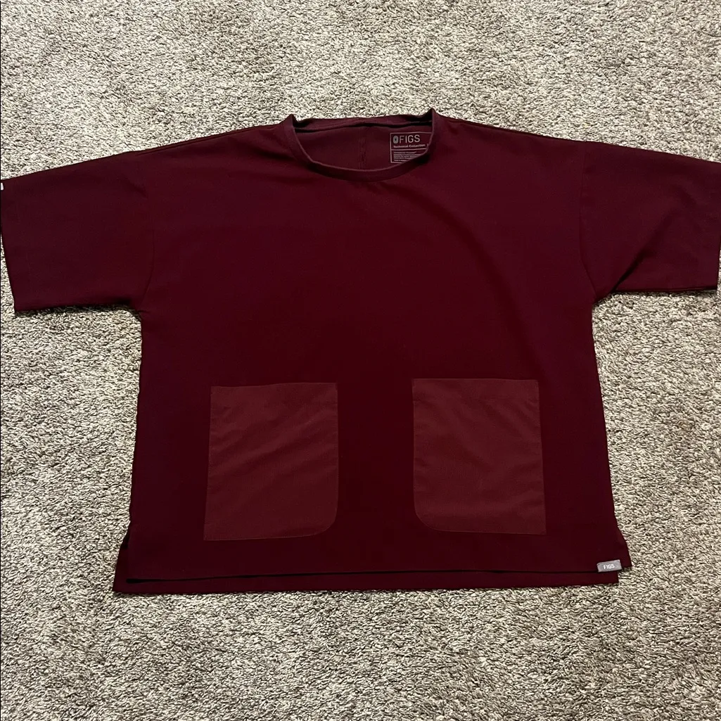 Figs Women's Bene Crew Scrub Top Burgundy XL - Image 8