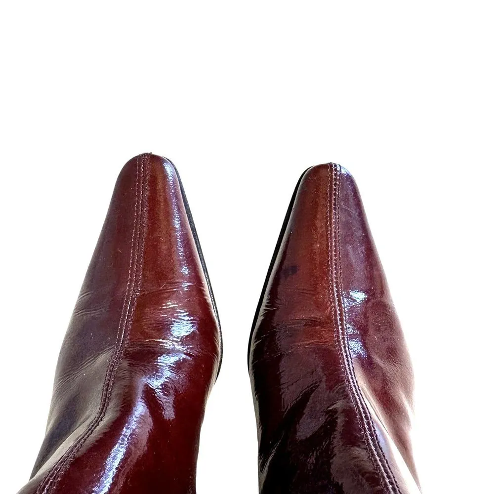 VTG Oxblood Dark Red Luxury Vero Cuoio Pointy Toe Boots Women's Size 6 - Image 4