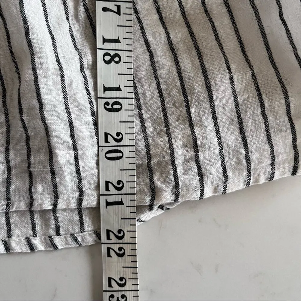 Zara Embroidered Linen Pompom Peplum Top Striped Boho 3/4 Sleeves Sz S - Image 9