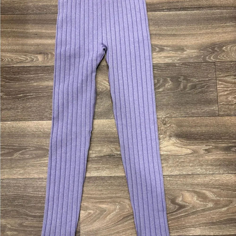Zara Purple Ribbed Leggings Size XS NWOT Tween Teen - Image 3