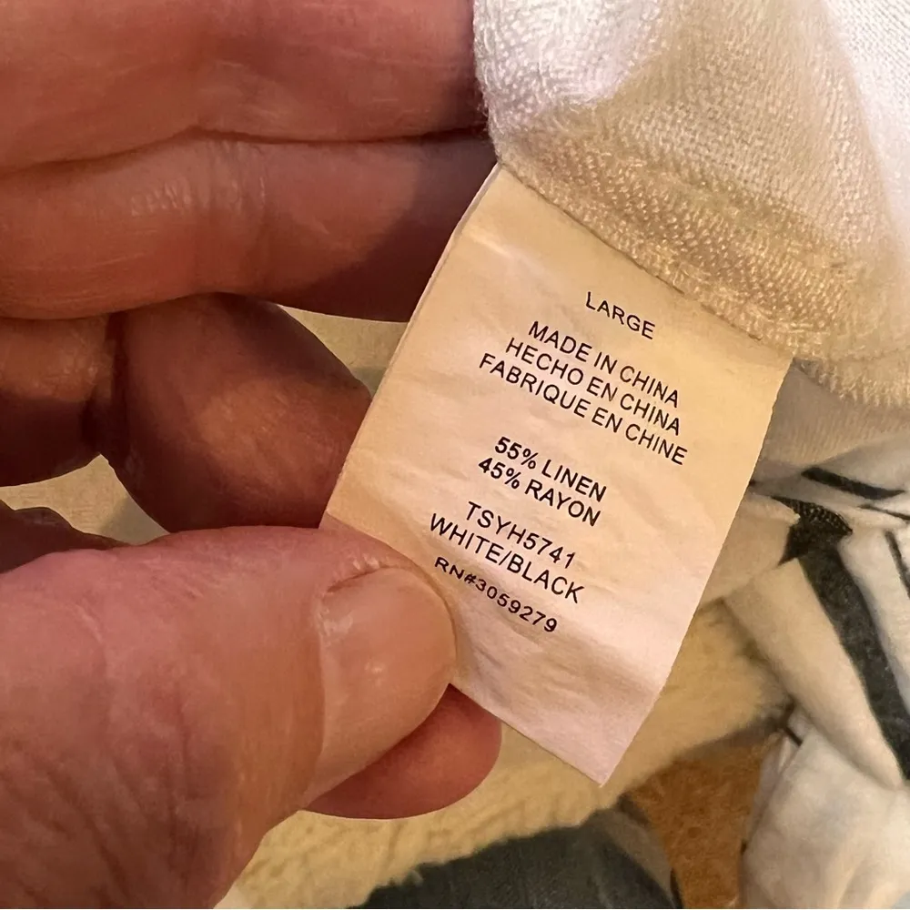 THREAD AND SUPPLY button down shirt blouse size large high low white black - Image 8