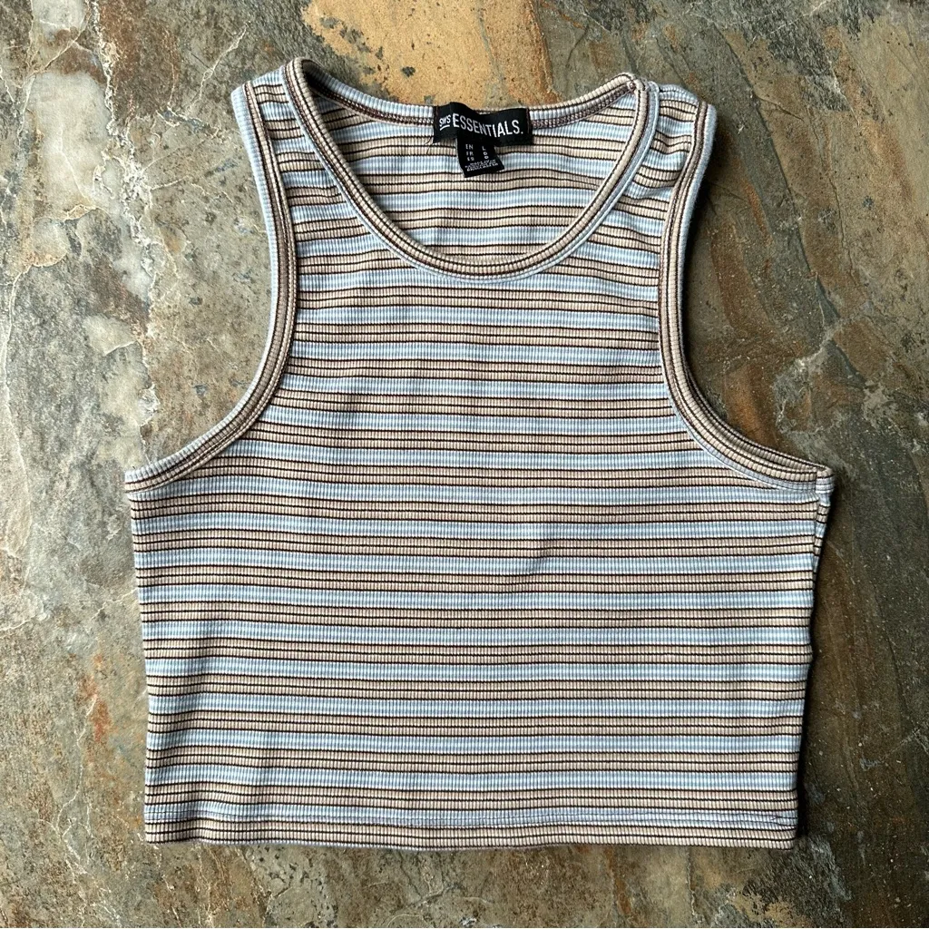 SWS Essentials Striped Crop Top Women's Size Large Tan - Image 4