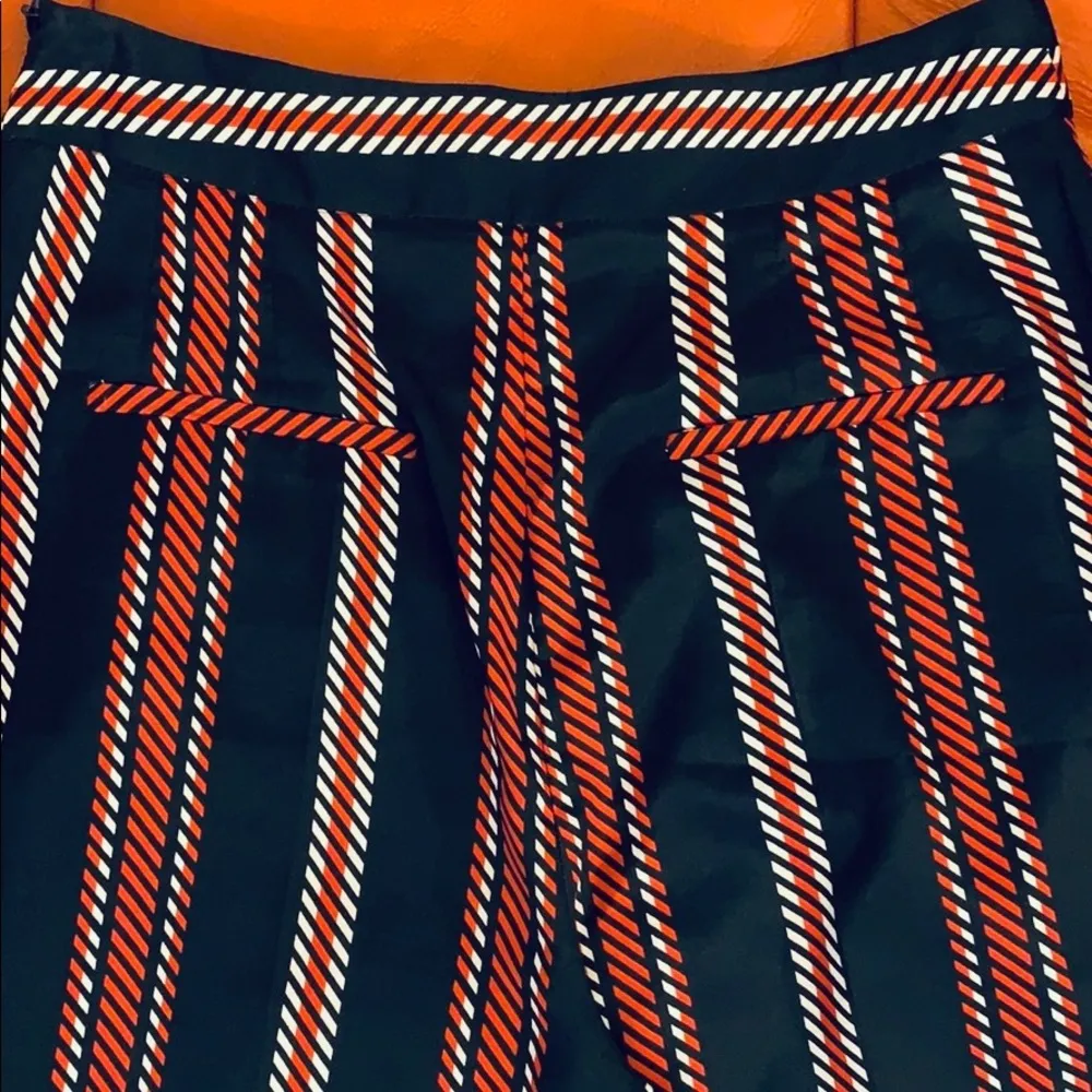 Zara Basic navy/red/white striped pleated pants. - Image 3