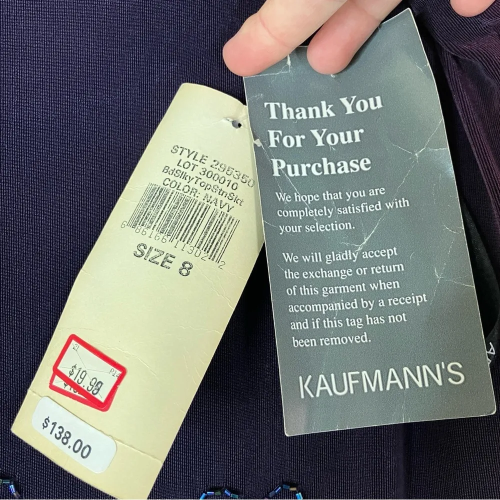 Arianna by Rachel Kaye | Vintage Deadstock Navy/Eggplant Beaded Dress 8 - Image 8